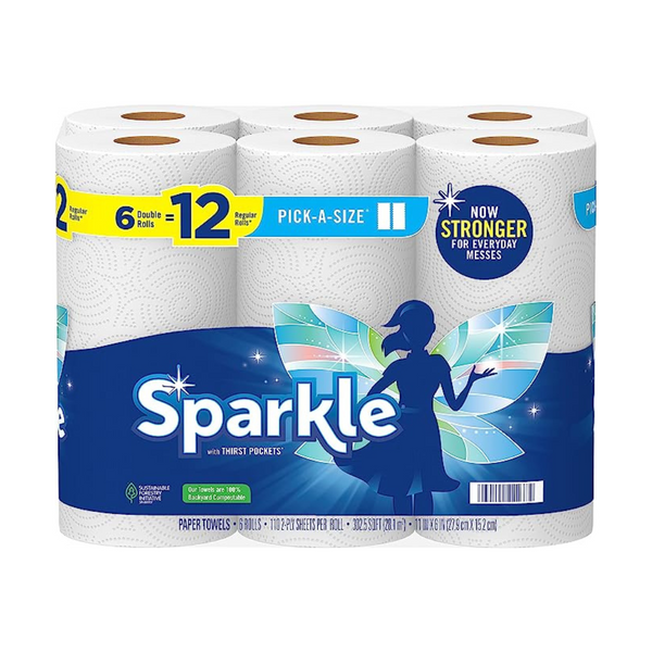 6-Pack Sparkle Double Rolls Pick-A-Size Paper Towels