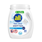 60-Count All Mighty Pacs Laundry Detergent Free Clear