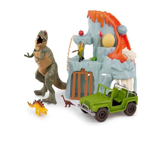 14-Piece Lava Mountain T-Rex Adventure Playset with Electronic Dinosaur