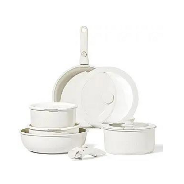 11-Piece Carote Nonstick Cookware Sets with Detachable Handle