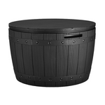 33 Gallon Round Deck Box for Patio Furniture (Black)