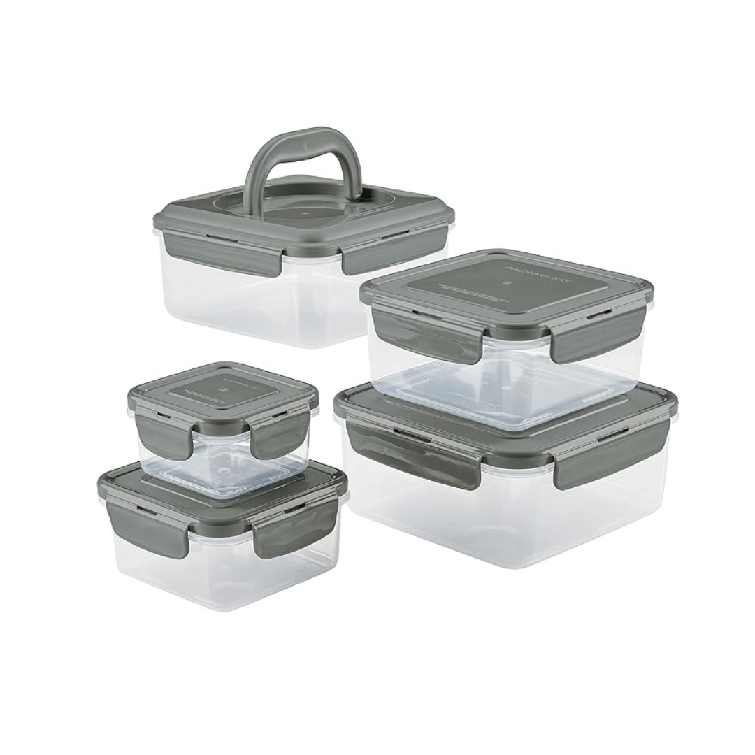 10-Piece Rachael Ray BPA-Free Stacking Square Food Storage Container S ...