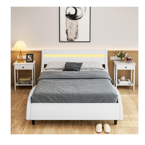 Homfa 16 Colors Led Wooden Platform Bed Frame