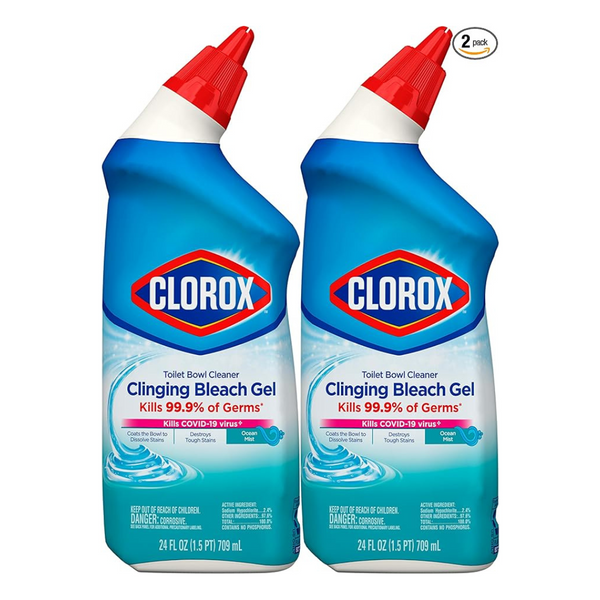 Paquete de 2 gel blanqueador adherente Clorox para inodoro, 24 oz