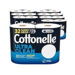 Papel higiénico Cottonelle Ultra Clean (32 megarollos familiares = 176 rollos regulares)