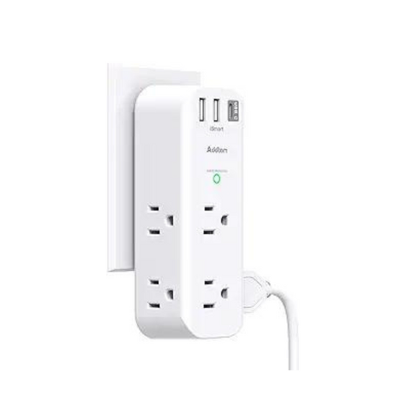 Addtam 3-Sided Surge Protector with 6 AC 3 USB Ports (1 USB C)