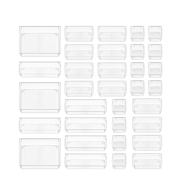 33-Piece Chefstory 4 Sizes Plastic Clear Drawer Organizers Set