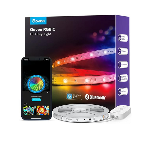 Govee Tira de luces Bluetooth con modo de sincronización de música LED inteligente RGBIC de 16.4 pies