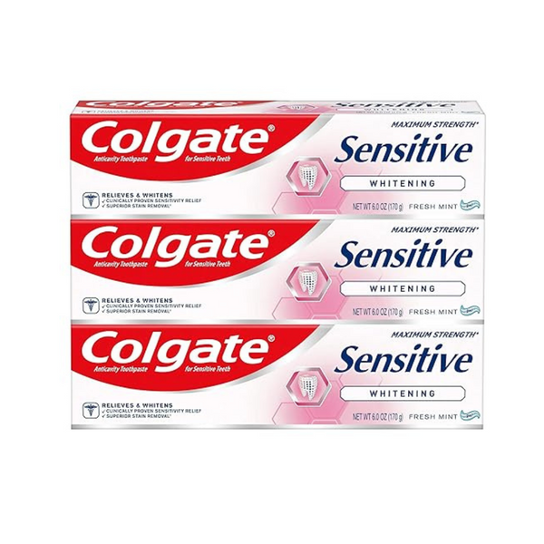 3-Pack Colgate Sensitive Maximum Strength Whitening Toothpaste (6 Oz)