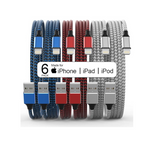 Paquete de 6 cables Lightning trenzados de nailon con cargador para iPhone