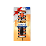 Maquinilla de afeitar desechable para hombre BIC Hybrid 3 Comfort de 3 hojas (1 mango, 6 cartuchos)