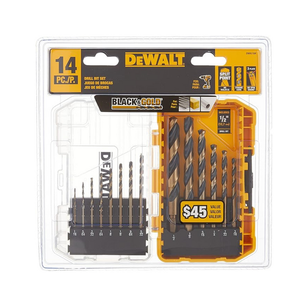 14-Piece Dewalt Black and Gold Drill Bit Set