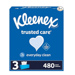 3 cajas de 160 pañuelos faciales Kleenex Trusted Care