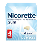 Chicle de nicotina Nicorette de 170 unidades para ayudar a dejar de fumar, 4 mg