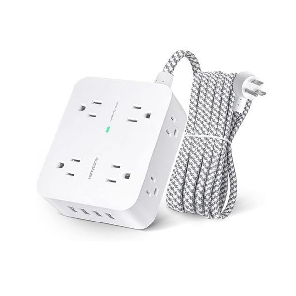 Hanycony 8 tomacorrientes amplios con 4 puertos de carga USB