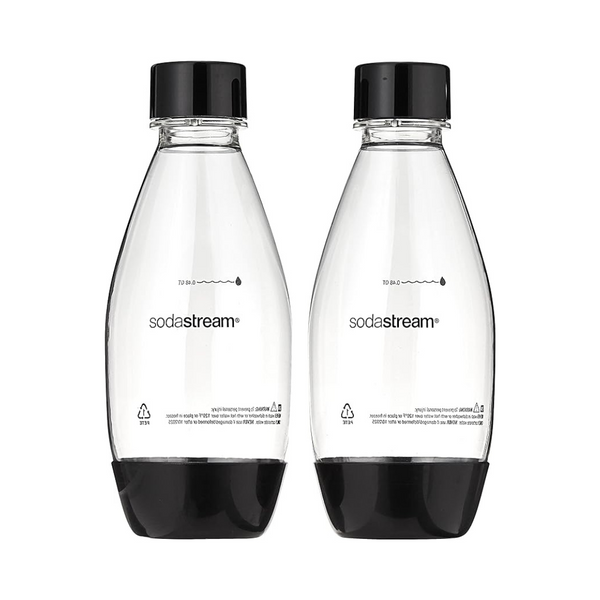 Paquete de 2 botellas carbonatadas negras delgadas SodaStream de 0,5 l