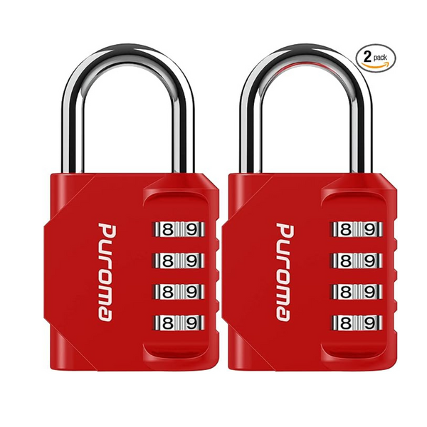 2-Pack Puroma 4 Digit Waterproof Combination Lock (Red)