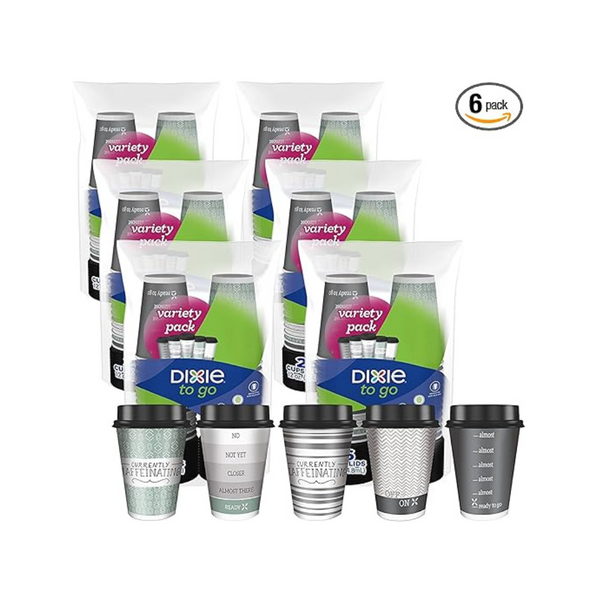 Dixie to Go Vasos de papel desechables para bebidas calientes con tapas, 12 oz, 156 unidades