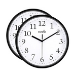 2-Pack Hippih 10" Round Battery Operated Silent Wall Clock