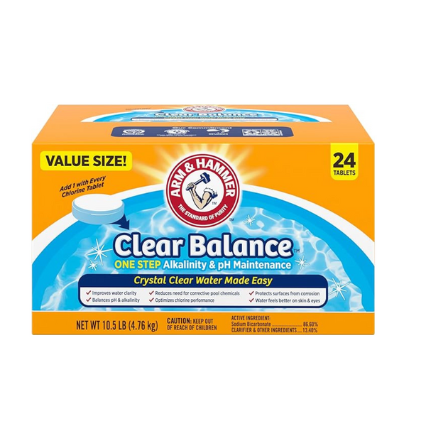 Tabletas de mantenimiento de pH de alcalinidad para piscina Clear Balance Arm &amp; Hammer de 24 unidades