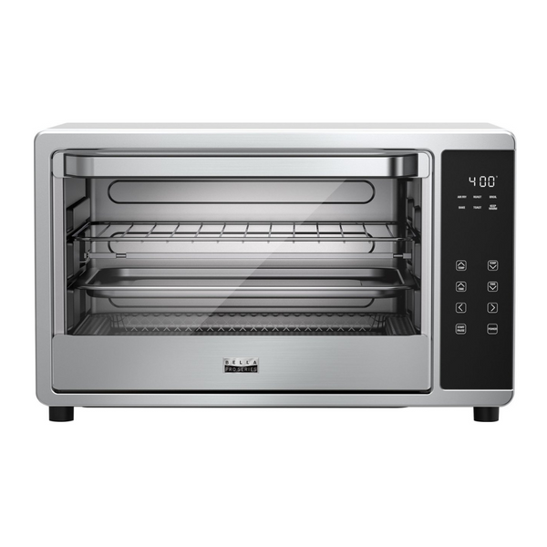 Bella Pro Series Horno tostador y freidora de aire de acero inoxidable de 6 rebanadas con asador