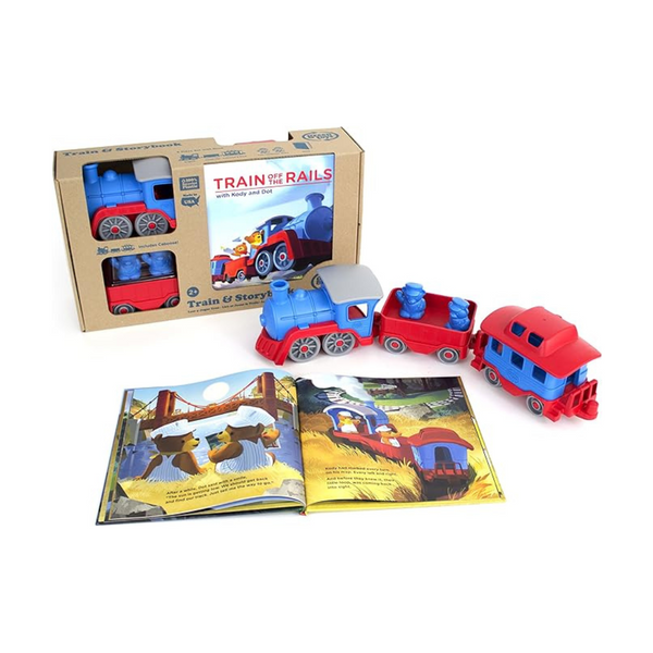 Juego de tren y libro de cuentos de Green Toys