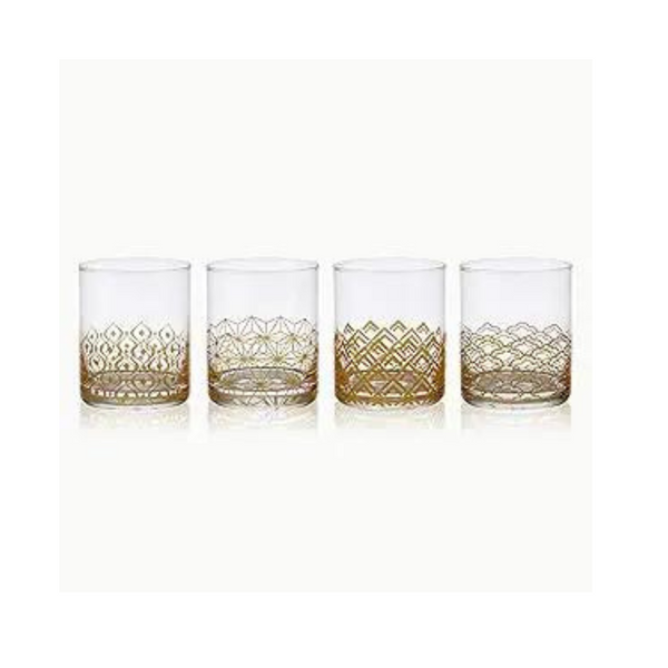 Mikasa Art Deco Set of 4 Double Old Fashioned Whiskey Glasses