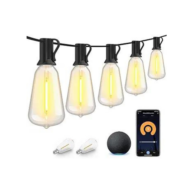 XMCOSY+ 100ft 45-Sockets Waterproof Smart Outdoor String Lights