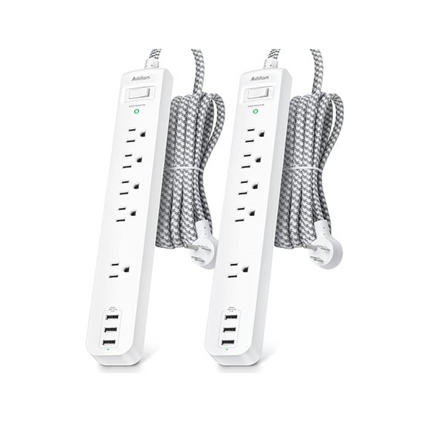 2-Pack Power Strip Surge Protector 5 Outlets 3 USB Charging Ports