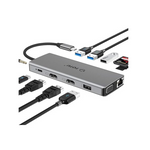 Concentrador Totu 13 en 1 4K USB C a 2 HDMI tipo C con Ethernet