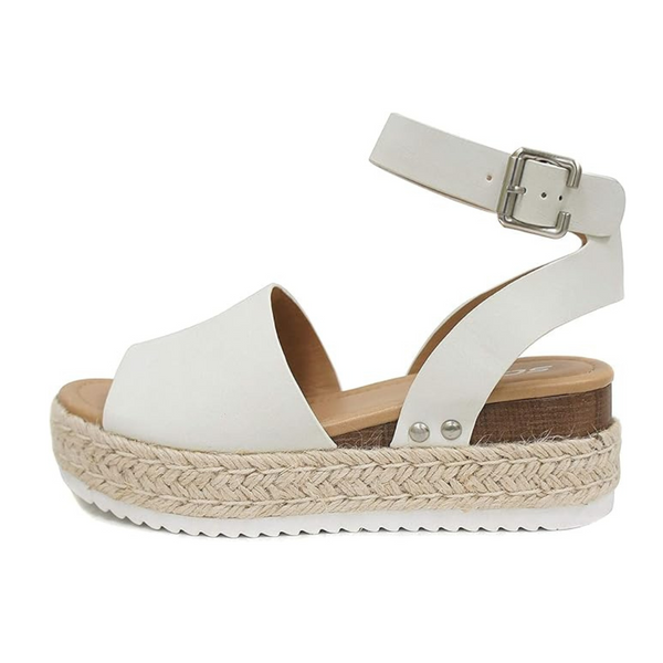 Soda Kids Open Toe Buckle Ankle Strap Flatform Wedge Sandal