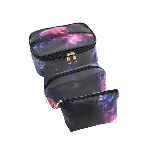 Paquete de 3 bolsas de maquillaje estrelladas impermeables portátiles Subang (4 colores)