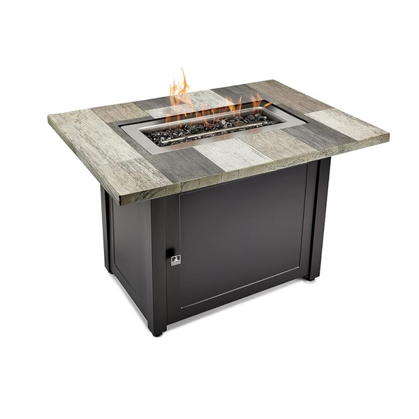 Ashton Gray Rectangular Stainless Steel Gas Fire Table (40" x 28")