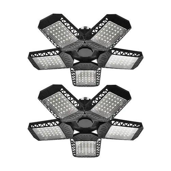 2-Pack 120W 12000LM Deformable LED Garage Lights w/5 Adjustable Panels