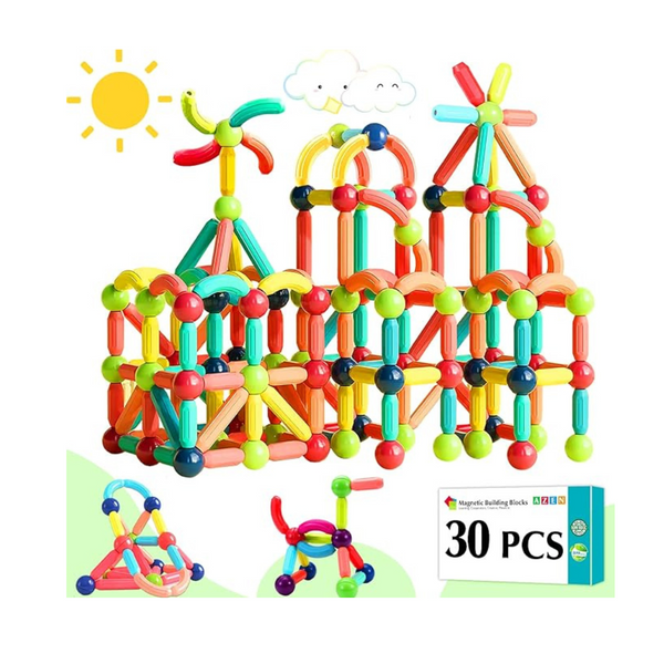 Juguete de bloques de palos de construcción magnéticos de 30 piezas