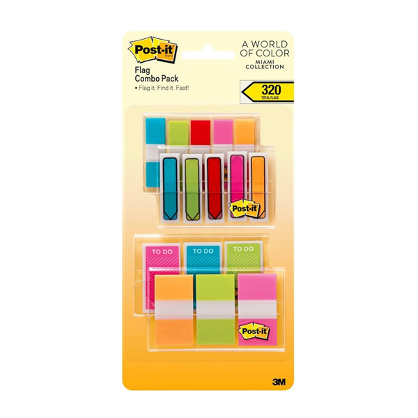 Post-it Flags Miami Collection with 320 Assorted Color Flags