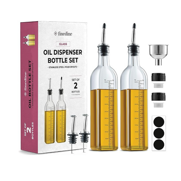 Juego de 2 botellas dispensadoras de vidrio de aceite de oliva superior (17 fl oz)