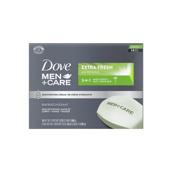 14 Dove Men + Care, piel sensible, humedad fresca y barras limpiadoras originales