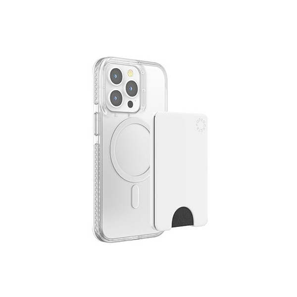 PopSockets Cartera minimalista y delgada para teléfono con anillo adaptador MagSafe (blanco)