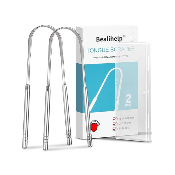 2-Pack Bealihelp Surgical 304 Stainless Steel Tongue Cleaner