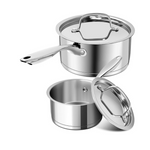 Michelangelo Stainless Steel Saucepan Set with Stainless Lids