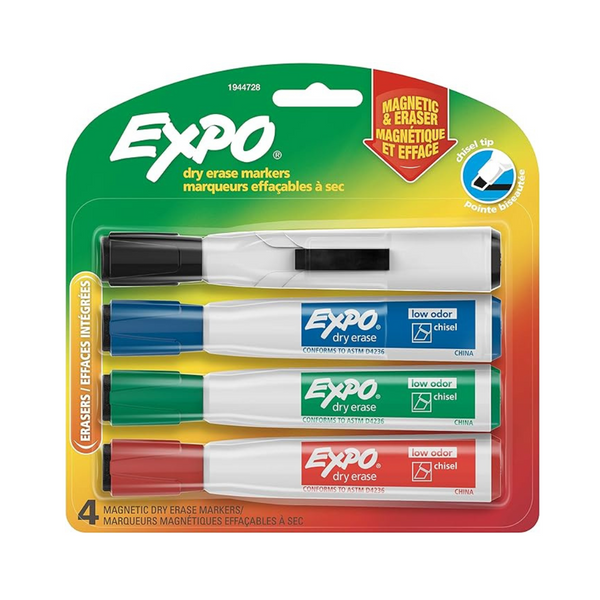 4-Count Expo Magnetic Dry Erase Markers with Eraser