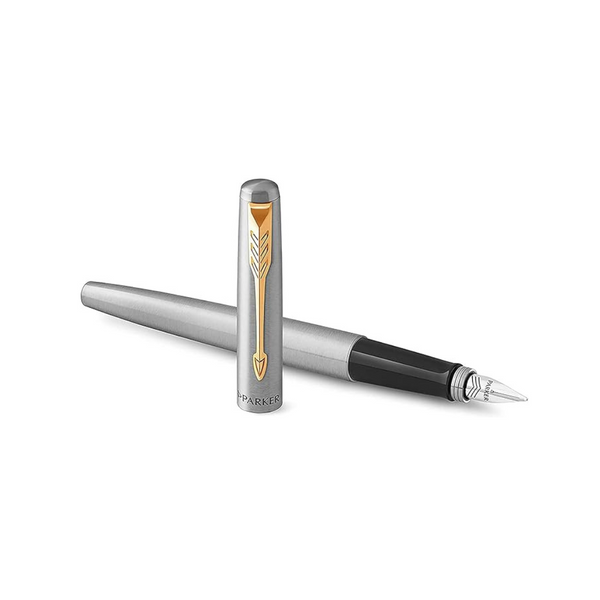 Parker Stainless Steel Body with Gold Trim Jotter Fountain Pen