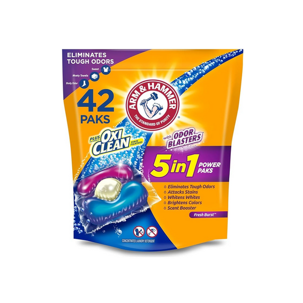 42-Count Arm & Hammer Plus OxiClean 5-in-1 Laundry Detergent Power Paks