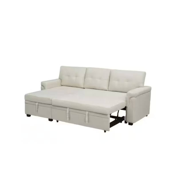 Homestock 78" Velvet Sleeper Sectional Sofa w/ Storage