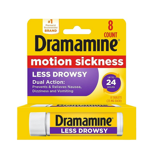 Dramamine Motion Sickness Relief Less Drowsy Formula (8 Count)