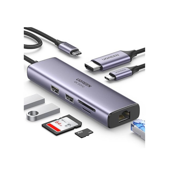 Adaptador multipuerto Ugreen USB C Hub 7 en 1 con HDMI 4K 60Hz