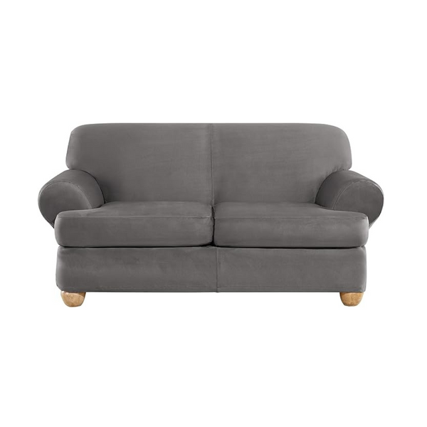 3-Piece SureFit Ultimate Suede T Cushion Loveseat Slipcover