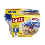 GladFood Storage Containers, Large Square Containers, 3 Count