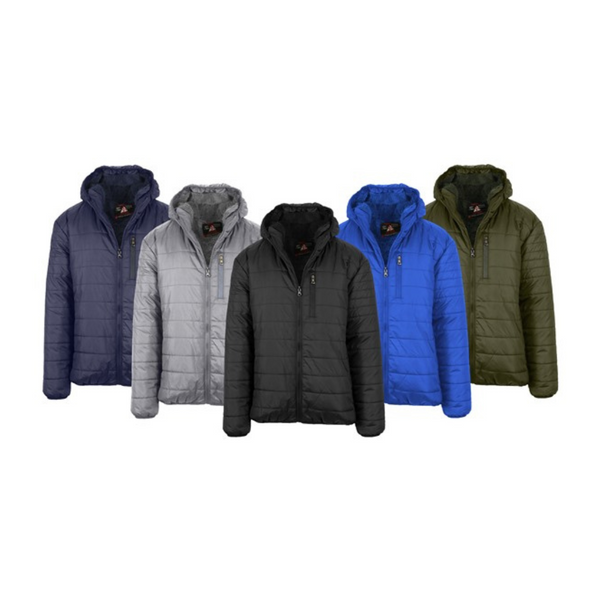 Chaqueta acolchada con capucha y forro polar Sherpa para hombre